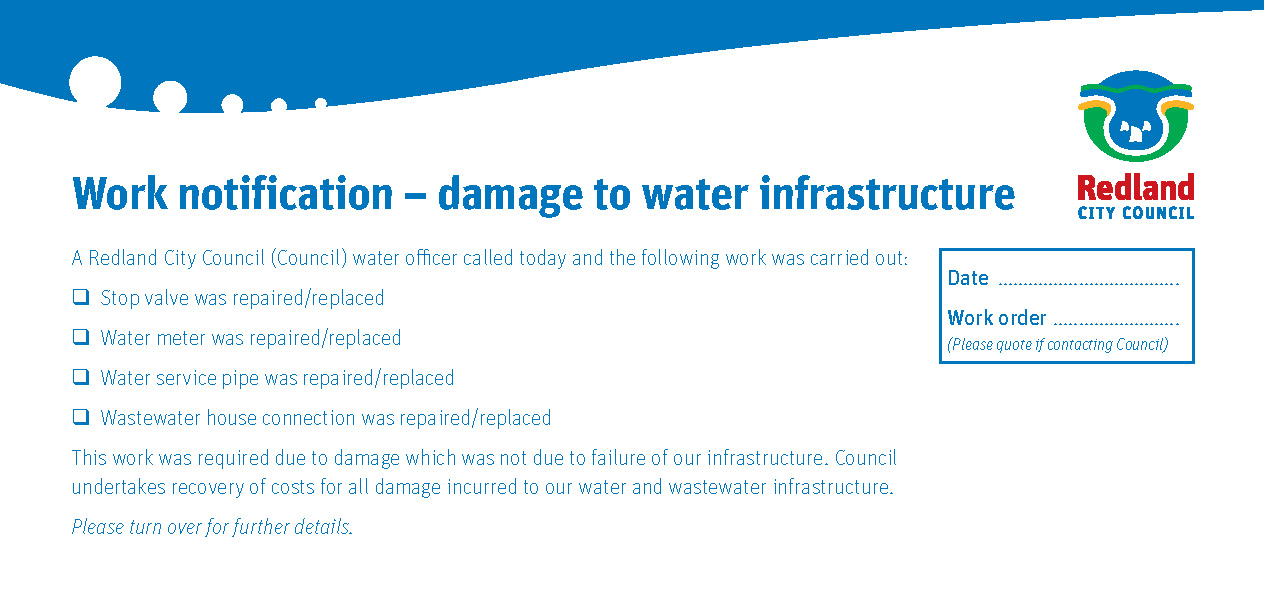City water third party damage notification card
