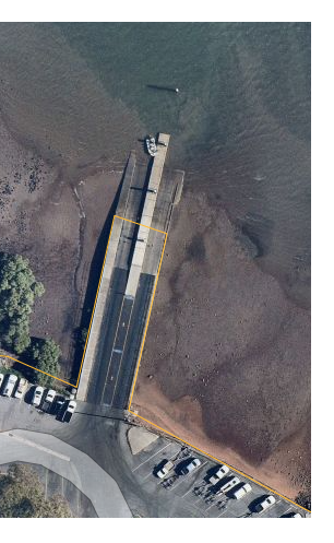 Aerial view of the Victoria Point pontoon, which is set to be replaced with a stronger, more resilient structure to improve safety and support marine operations.